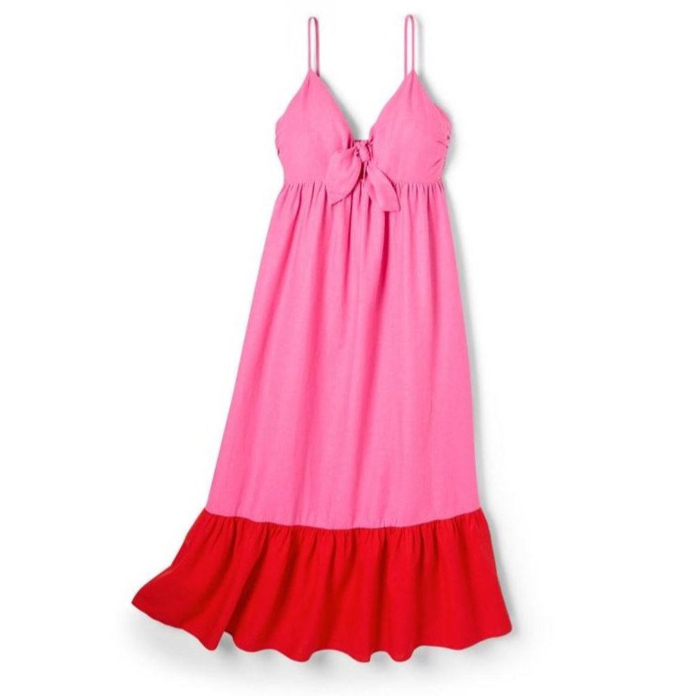 NWT Size 4X Tabitha Brown Sleeveless Tie-Front Midi Dress